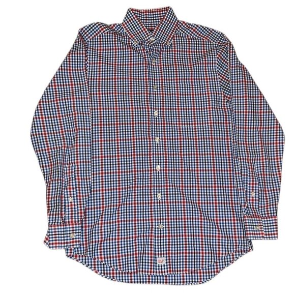 Vineyard vines, slim fit, Murray shirt - blue and red plaid button up shirt - Picture 1 of 2